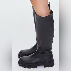 Faux Leather Knee High Platform Boots